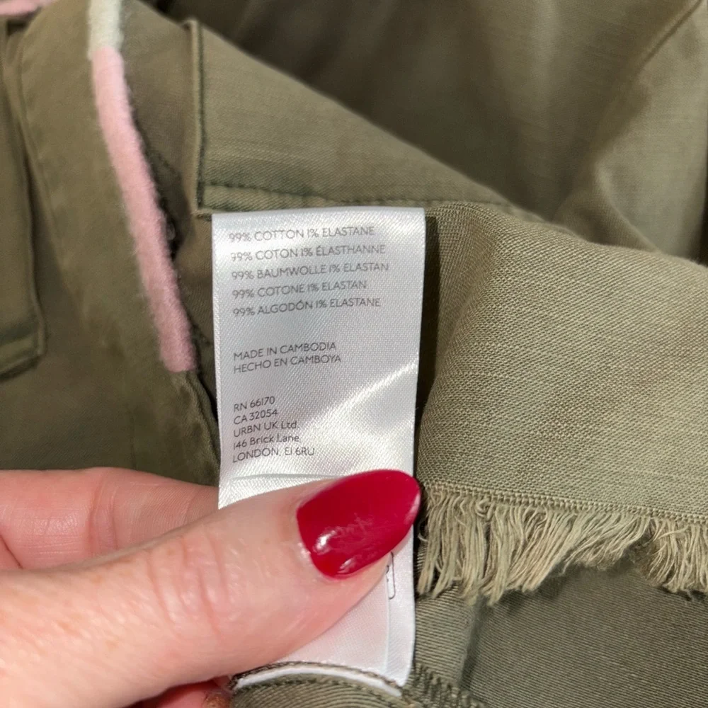 Anthropologie Pilcro Embroidered Utility Cropped Jacket Olive Medium Boho - Picture 8 of 8